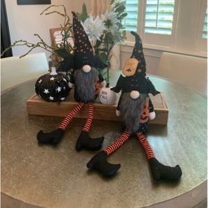 SWEET STREET Orange/ Black Halloween Gnomes DECOR / SET OF 2